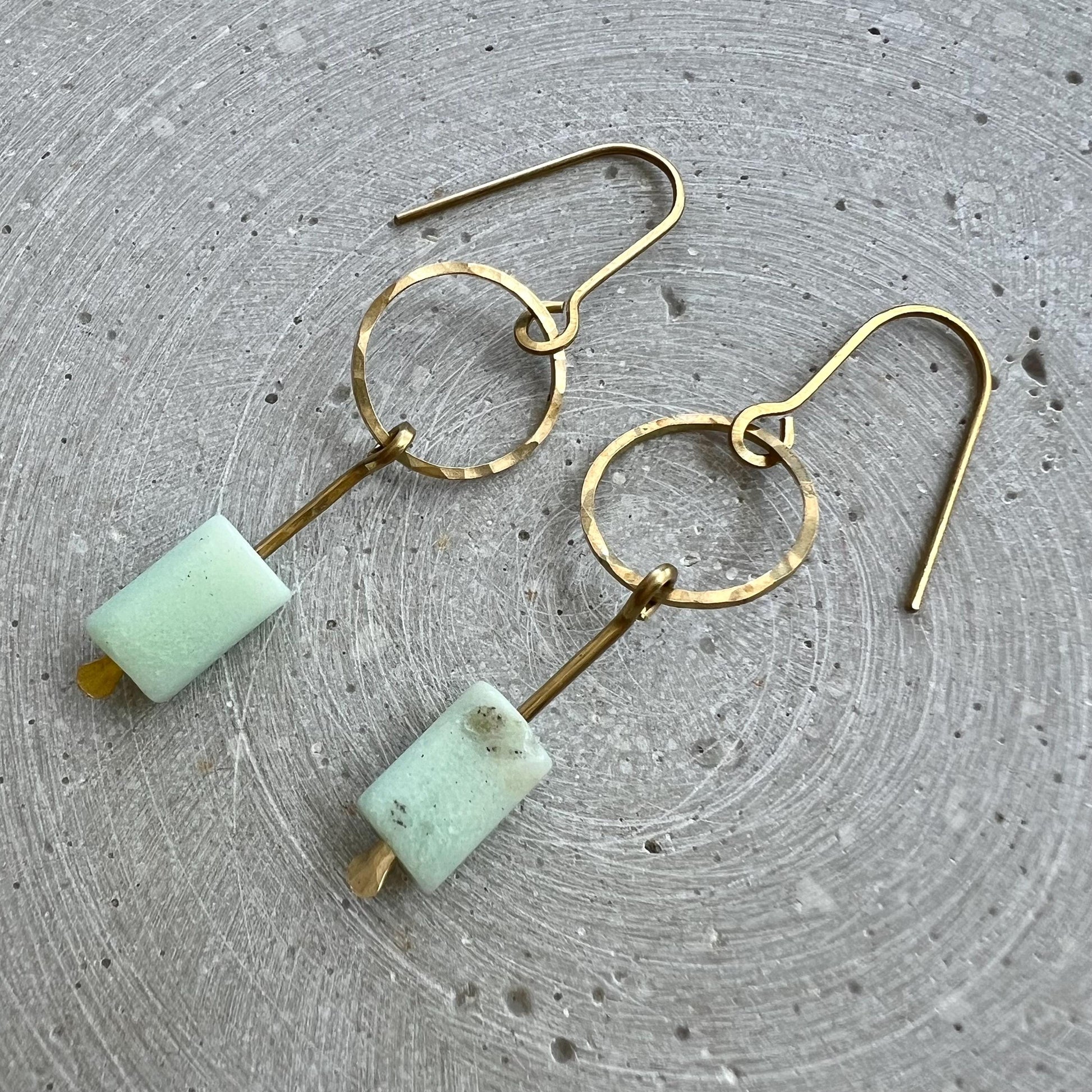 Gemstone Dangle Earrings with Choice of Beads, Minimalist Chrysoprase, Sunstone or Lapislazuli Earrings