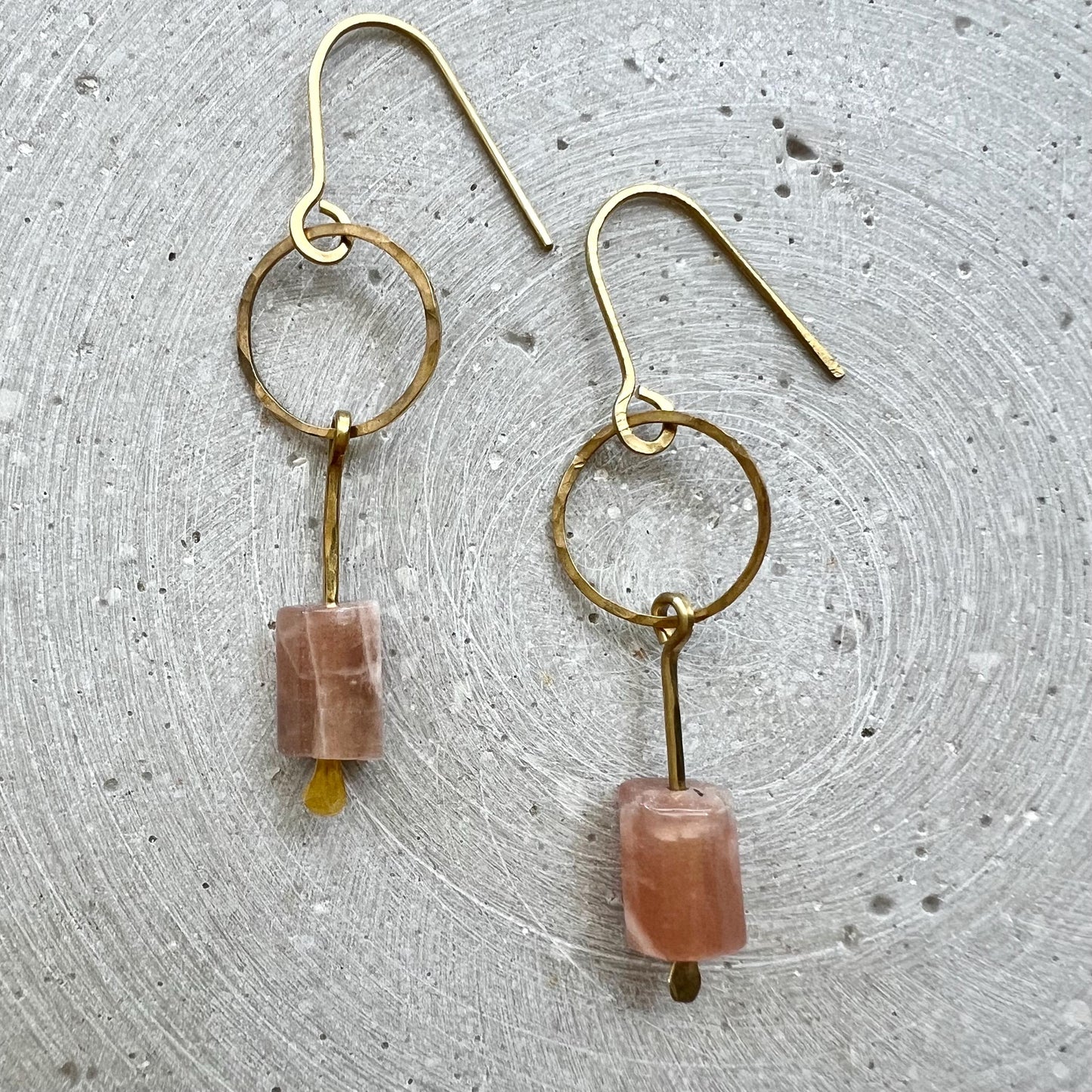 Gemstone Dangle Earrings with Choice of Beads, Minimalist Chrysoprase, Sunstone or Lapislazuli Earrings