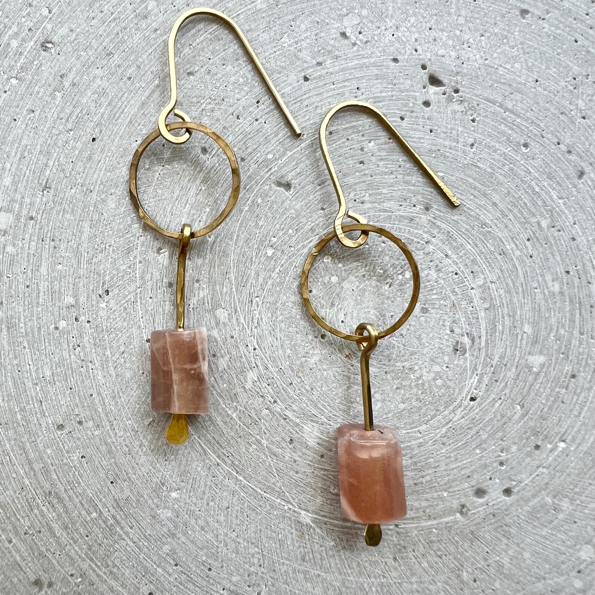 Gemstone Dangle Earrings with Choice of Beads, Minimalist Chrysoprase, Sunstone or Lapislazuli Earrings
